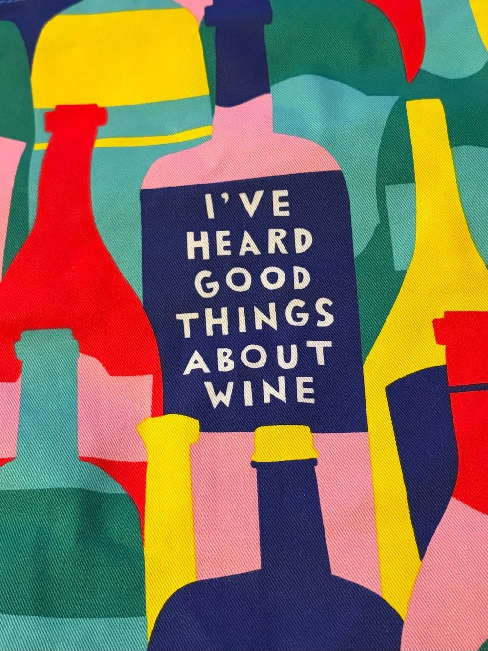 Blue Q Colorful Wine Bottle Apron - 'I've Heard Good Things About Wine' NWT